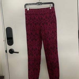 High Waisted Straight Pink Brocade Pants